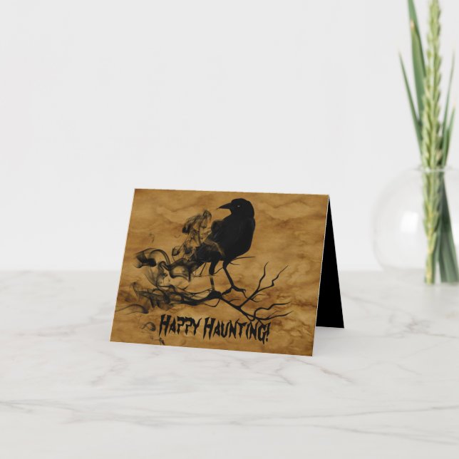 Black Raven Halloween Kort (Framsida)