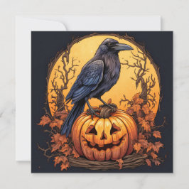 Black Raven Happy halloween Kort