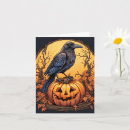 Black Raven Happy halloween Kort