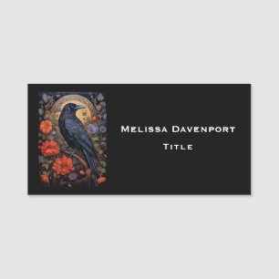 Black Raven med Flowers Gothic Design Namnbricka