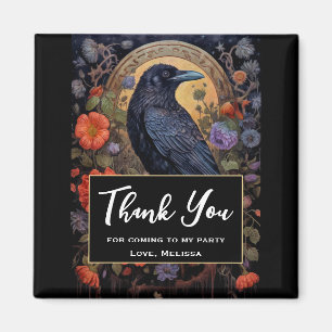 Black Raven med Flowers Gothic Design Tack Magnet