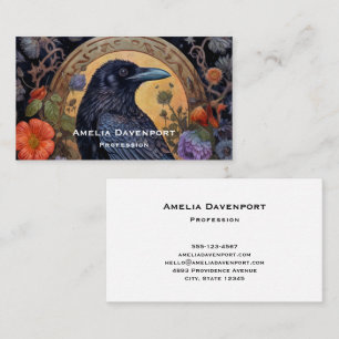 Black Raven med Flowers Gothic Design Visitkort