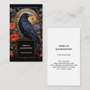 Black Raven med Flowers Gothic Design Visitkort