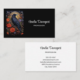 Black Raven med Flowers Gothic Design Visitkort