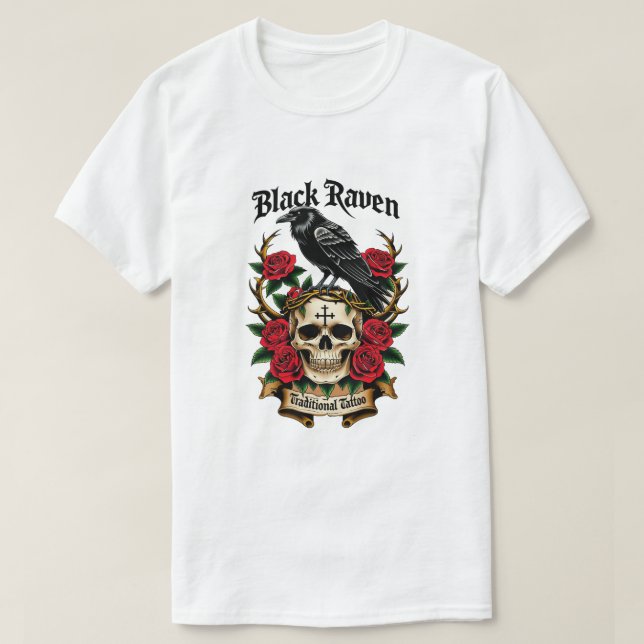 Black Raven Mysterious Gothic T-Shirt (Design framsida)