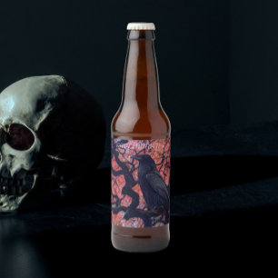 Black Raven och Gnarly Japansk Maple Träd Ölflaska Etikett