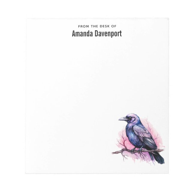 Black Raven på en Gren Illustration Anteckningsblock (Framsida)