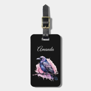 Black Raven på en Gren Illustration Bagagebricka