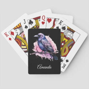 Black Raven på en Gren Illustration Casinokort