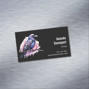 Black Raven på en Gren Illustration Magnetiska Visitkort