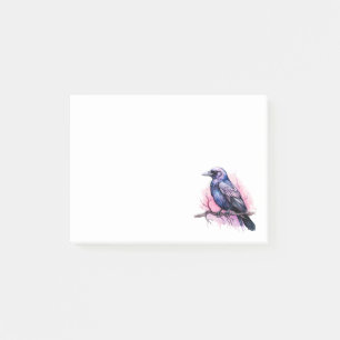Black Raven på en Gren Illustration Post-it Block