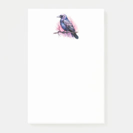 Black Raven på en Gren Illustration Post-it Block