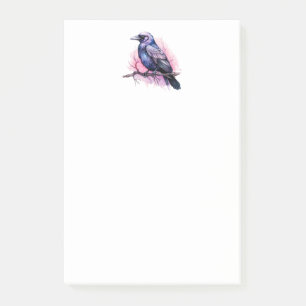 Black Raven på en Gren Illustration Post-it Block