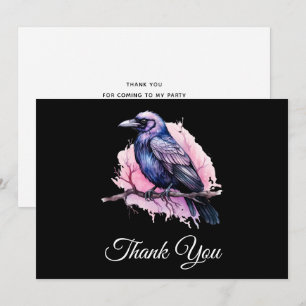 Black Raven på en Gren Illustration Tack Kort