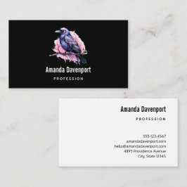 Black Raven på en Gren Illustration Visitkort