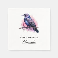 Black Raven på Gren Illustration Birthday