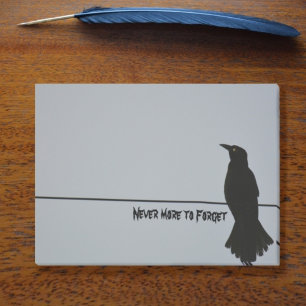 Black Raven Silhouette Gothic Grått Post-it Block
