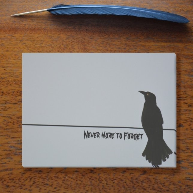 Black Raven Silhouette Gothic Grått Post-it Block (Skapare uppladdad)