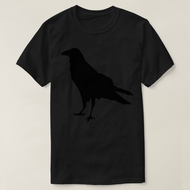 Black Raven Silhouette Illustration Kråka Artwork T Shirt (Design framsida)