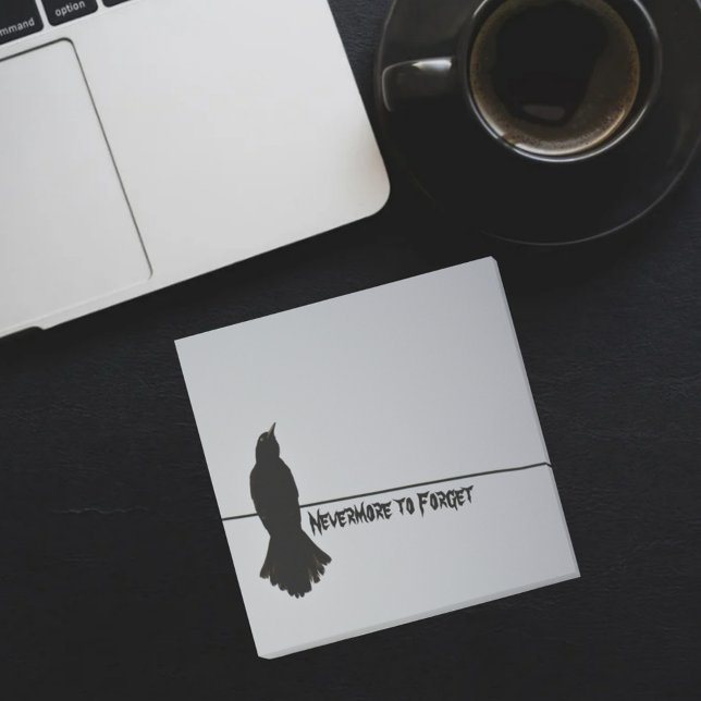 Black Raven Silhouette på Grått Post-it Block (Skapare uppladdad)