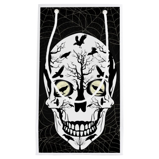 Black Raven Skeleton Skull Gift Bag (Framsidan)