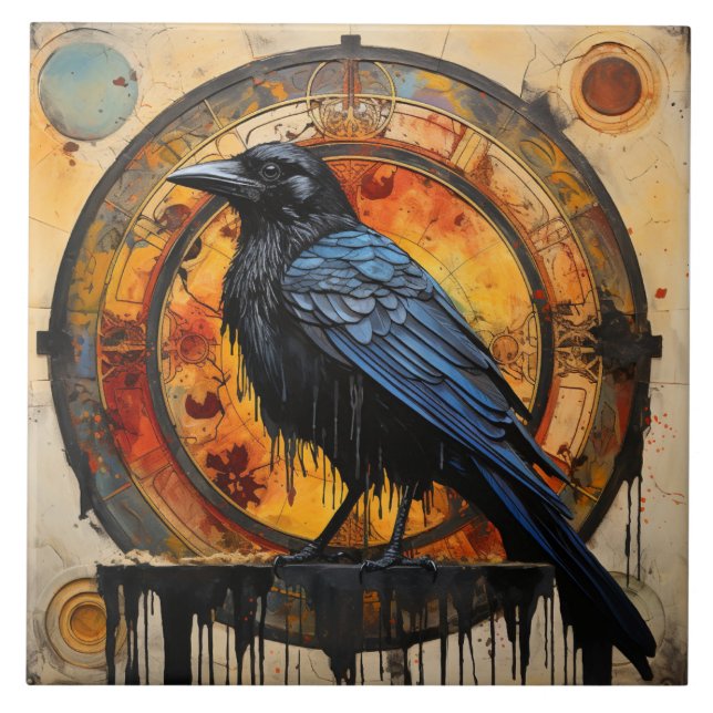 Black Raven, Vibrant Graffiti Art Kakelplatta (Framsidan)