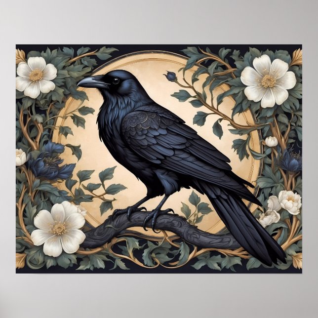 Black Raven William Morris Inspired Poster (Framsidan)