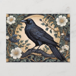 Black Raven William Morris Inspired Vykort