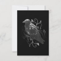 Black Raven with Filigree Löv Odin Vikings Mörk