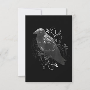 Black Raven with Filigree Löv Odin Vikings Mörk OSA Kort