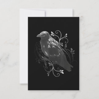Black Raven with Filigree Löv Odin Vikings Mörk OSA Kort