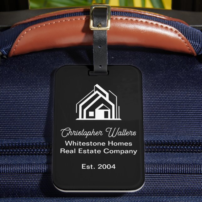 Black Real Estate Company Customized Realtor Bagagebricka (Framsida Insitu 2)