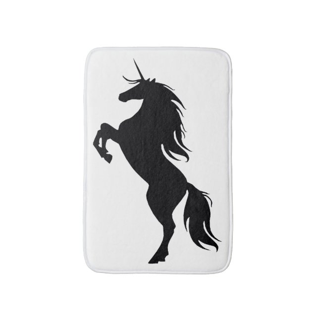 Black Rearing Unicorn Silhouette Bath Mat Badrumsmatta (Framsidan (Vertikal))