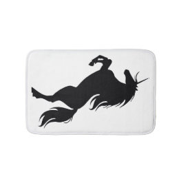 Black Rearing Unicorn Silhouette Bath Mat Badrumsmatta