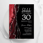 Black Red Agate Surprise 30års födelsedag Inbjudningar<br><div class="desc">Svart röd och vit agate överraskar 30års födelsedag parinbjudan. Elegantens moderna design med vattenfärgad bakgrund,  faux glitter silver och typsnitt för färgskript. Trendig inbjudan-kortets perfekt för en snyggt kvinnor i firande. Skrivna Zazzle-inbjudningar eller digital utskrivbar mall för omedelbar nedladdning.</div>