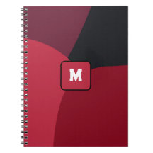 Black Red and Hot pink abstract pattern monogram 