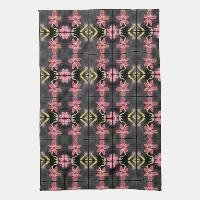 Black Red and Lila Designer HandTowel Kökshandduk (Vertikal)