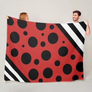Black Red and White Polka dots och Rand Blanket Fleecefilt