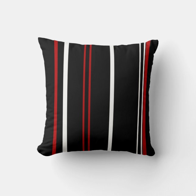 Black Red and White Rand Kudde (Framsida)
