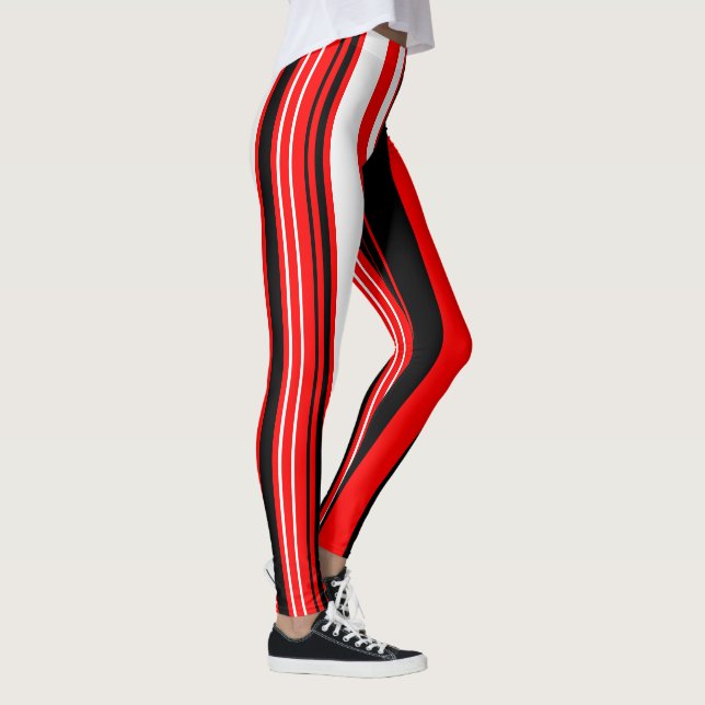 Black Red and White Rand Leggings (Höger)