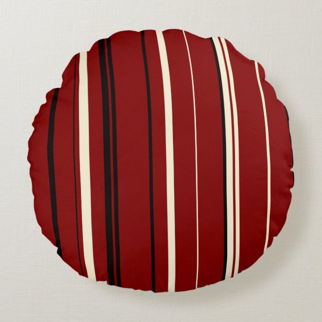 Black Red and White Rand Rund Kudde (Framsidan)