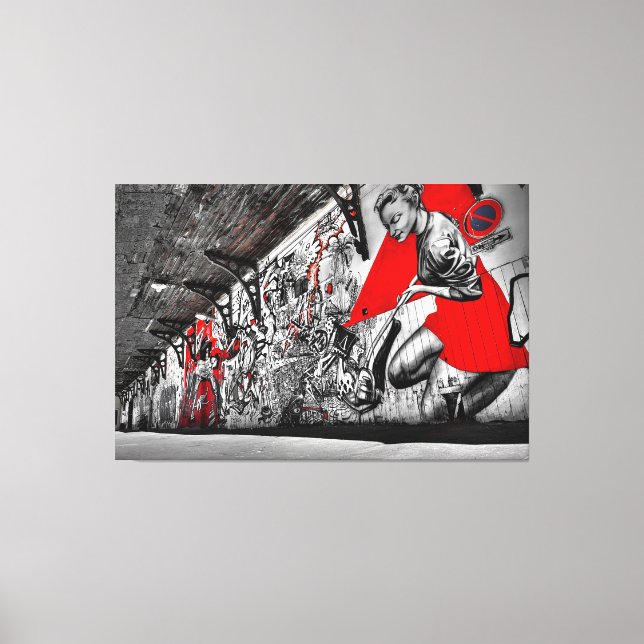 Black, Red and White Street Art Graffiti Wall Art Canvastryck (Framsida)