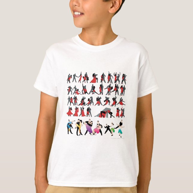BLACK RED BALLROOM COLORFUL DANCERS DANCE DIGITAL TEE SHIRT (Framsida)