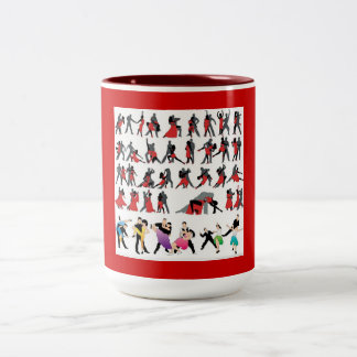 BLACK RED BALLROOM COLORFUL DANCERS DANCE DIGITAL Två-Tonad MUGG