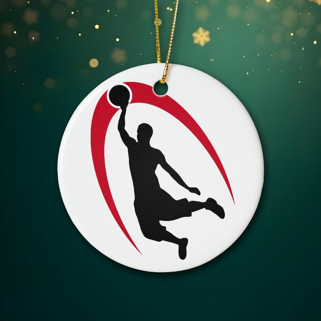 Black Red Basketball Personlig Julgransprydnad Keramik (Skapare uppladdad)