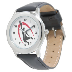 Black Red Basketball Player-nummer Armbandsur