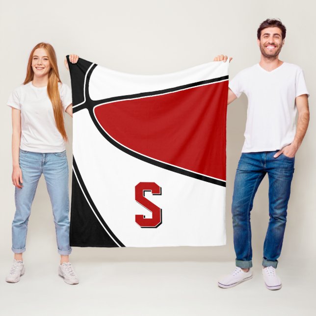 Black Red basketball Team färg-pojkar flickor Fleecefilt (På plats)