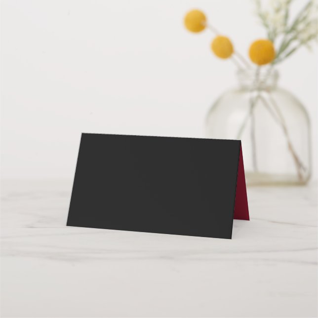 Black Red Blommigt Bröllop Place Card Placeringskort (Framsida)