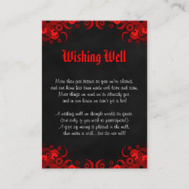 Black Red Blommigt Gothic Bröllop Wishing well Tilläggskort