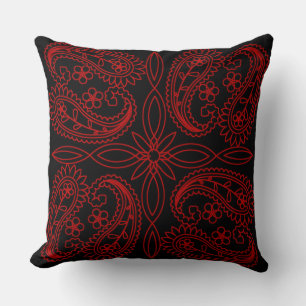 Black & Red Blommigt Paisley Mönster Dekorativ kud Kudde